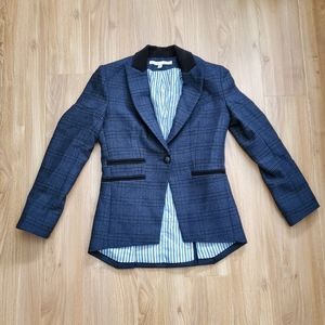 Veronica Beard Gia Peak Plaid Wool Jacket Blazer